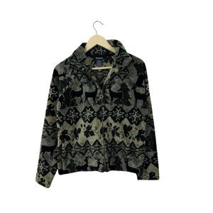 Barrage Collection Small Jacket Soft Fleece Nordic Deer Nature Full Zip Womens